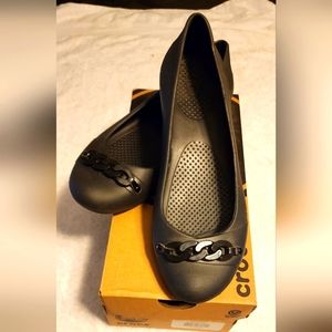 CROCS womens 10 black Giannna Link flats pumps sandals